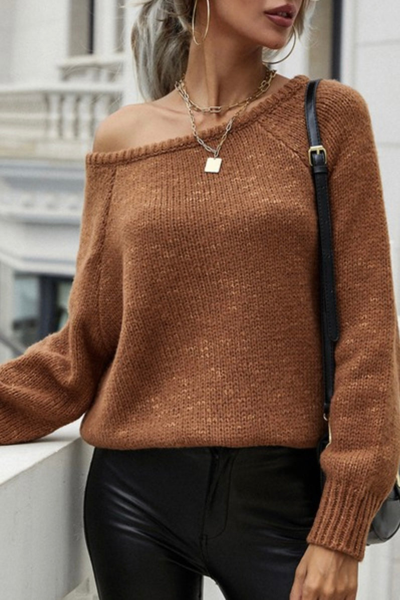 rust round neck sweater