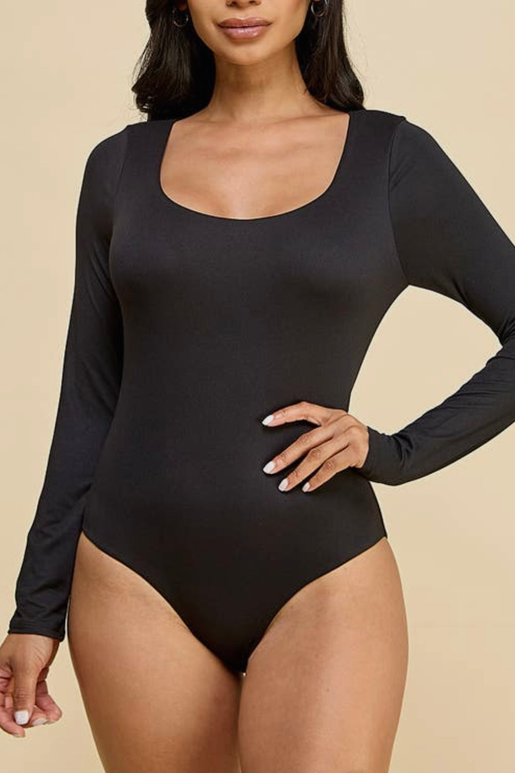 the softest v neck bodysuit black