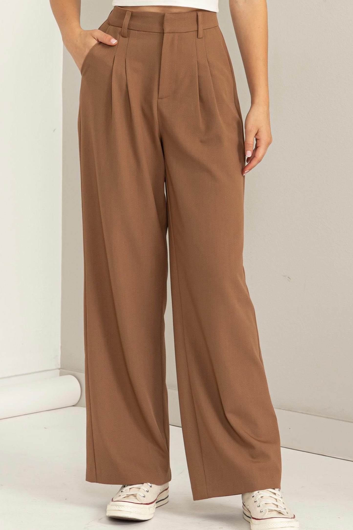 high rise brown trouser
