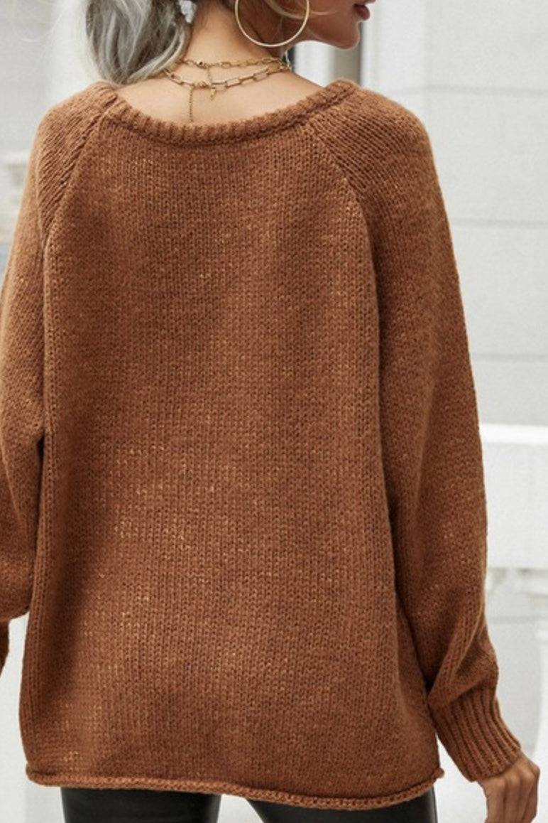 rust round neck sweater