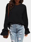 Black Flounce Sleeve Blouse