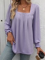 Square Neck Long Sleeve Blouse