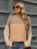 Color Block Round Neck Long Sleeve