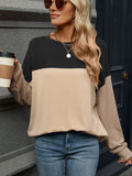 Color Block Round Neck Long Sleeve