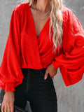 Red Lantern Sleeve Blouse