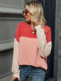 Color Block Round Neck Long Sleeve