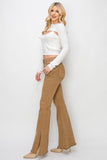 Camel High Waist Side Slit Flare Jeans