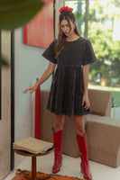 Mineral Washed Short Sleeve Denim Dress