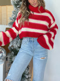 Striped Turtleneck Cropped Sweater