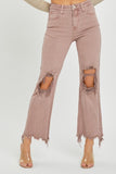 Rose Distressed Ankle Bootcut Jeans