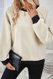 Texture Contrast Long Sleeve Top