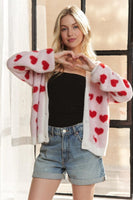 Fuzzy Heart Button Down Cardigan