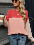 Color Block Round Neck Long Sleeve