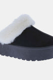 Black Platform Faux Fur Trim Slip-Ons