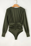 Olive Long Sleeve Blouse Bodysuit