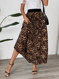 Pleated Leopard Maxi Skirt