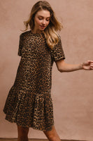 Leopard Tie Back Short Sleeve Dress