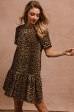 Leopard Tie Back Short Sleeve Dress