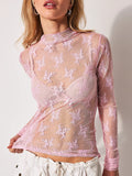 Lace Mock Neck Blouse