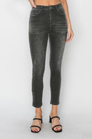 Black Wash High Rise Ankle Skinny Jeans