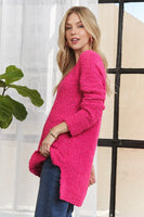 Pink Side Slit V-Neck Sweater