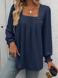 Square Neck Long Sleeve Blouse