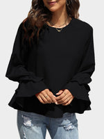 Black Flounce Sleeve Blouse