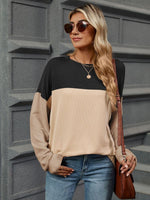 Color Block Round Neck Long Sleeve