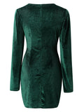 Velvet Ruched Surplice Long Sleeve Mini Dress