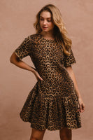 Leopard Tie Back Short Sleeve Dress