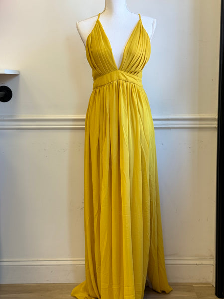 yellow criss-cross back dress