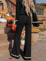 V-Neck Long Sleeve Top and Pants Set