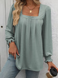 Square Neck Long Sleeve Blouse