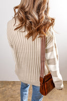 Neutrals Color Block Round Neck Sweater