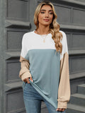 Color Block Round Neck Long Sleeve