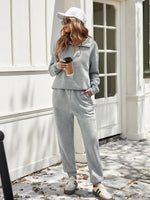 Gray Half Zip Top and Pants Set