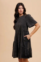 Mineral Washed Short Sleeve Denim Dress