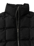 Pocketed Plaid Quilted Zip Up Winter Coat