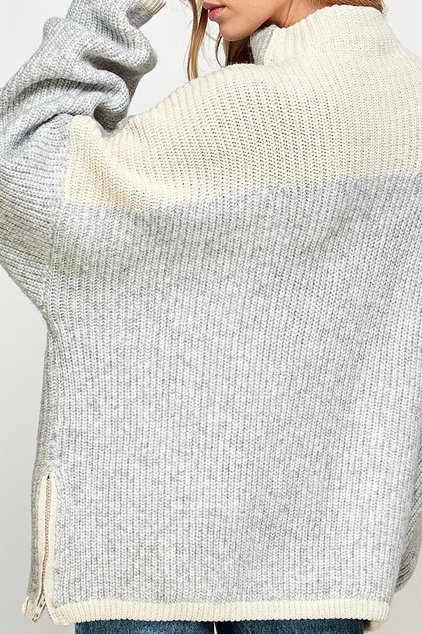 Two Tone Zip Detail Sweater