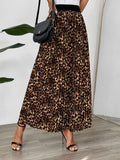 Pleated Leopard Maxi Skirt