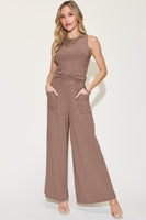 Ribbed Tank and Wide Leg Pants Set