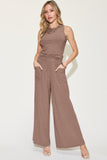 Ribbed Tank and Wide Leg Pants Set