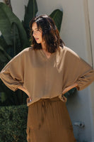 Camel Long Sleeve Blouse