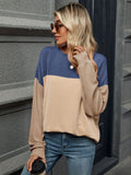 Color Block Round Neck Long Sleeve