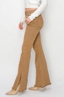 Camel High Waist Side Slit Flare Jeans