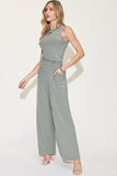 Ribbed Tank and Wide Leg Pants Set