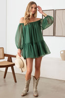 Off Shoulder Puff Sleeve Mini Dress