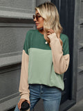 Color Block Round Neck Long Sleeve