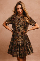 Leopard Tie Back Short Sleeve Dress