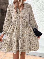 Black Floral Print Long Sleeve Dress